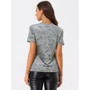 INSPIRE CHIC Women's Velvet Crew Neck Short Sleeve Casual Blouse - 4 of 4
