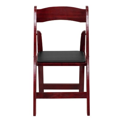 Elegant Mahogany Wood Folding Chair with Vinyl Padded Seat