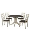 DOMETOUR Antique White Solid wood Set of 2 Chairs Unique Design Back Kitchen Dining Room Breakfast Grey Cushion Seat Chair Fabric - 4 of 4