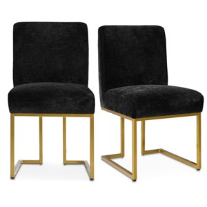 Set of 2 Mason Modern Dining Chairs With Gold Metal Sled Base Upholstered Fabric Dining Chairs-Maison Boucle - 1 of 4