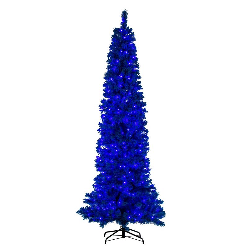 Vickerman Artifical Flocked Turquoise Pencil Fir Christmas Tree, 1 of 7