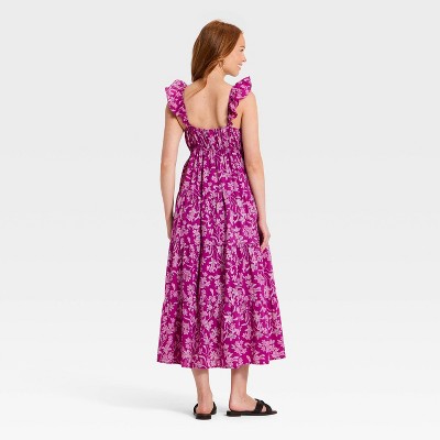 Женские платья Universal Thread Women's Ruffle Sleeve Maxi Sundress - Universal Threads™ Purple Floral S — фото 2