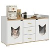 LunaLulinlk White cat litter box furniture with 2 compartments, wooden cat litter box cabinet with drawers - 4 of 4