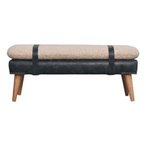TiramisuBest Contemporary Bench in Silver Metal and Camel Faux Leather, 18.0"L Entryway Bench - 1 of 4