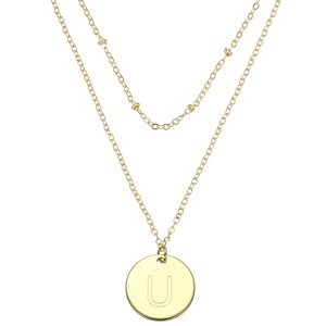 Unique Bargains Women's Gold Tone Disc Pendant Letter Necklace - 1 of 4