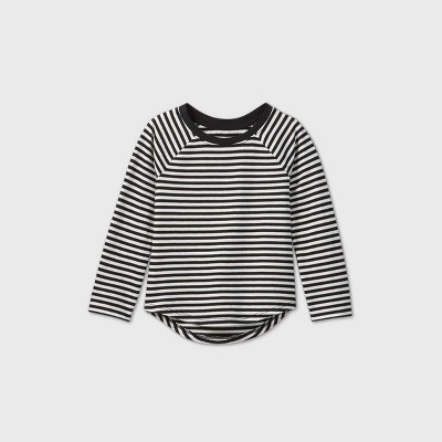 girls black and white striped t shirt