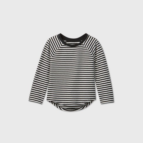 Toddler Girls Striped Long Sleeve T Shirt Cat Jack Black 12m Target