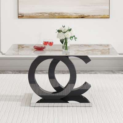 NicBex 63" Modern Rectangular Dining Table with OC Shaped Bracket for Kitchen