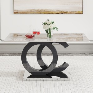 NicBex 63" Modern Rectangular Dining Table with OC Shaped Bracket for Kitchen - 1 of 4