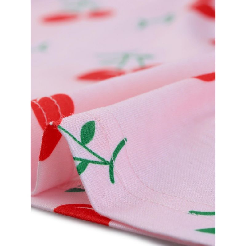 Agnes Orinda Women's Plus Size Short Sleeve Cherry Print Elastic Soft Pockets Pajama Set 2 Pcs, 5 of 6
