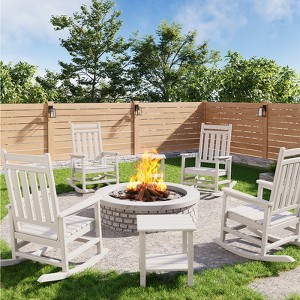 HDPE Outdoor Patio Adirondack Rocking Chairs Set - 1 of 4