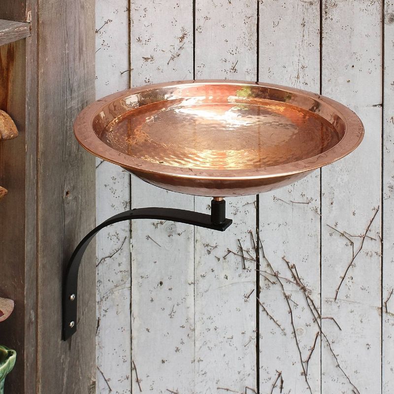 Achla Designs 2.5&#34; Hammered Copper Birdbath Bowl with Polished Copper Plated Rim, 5 of 6
