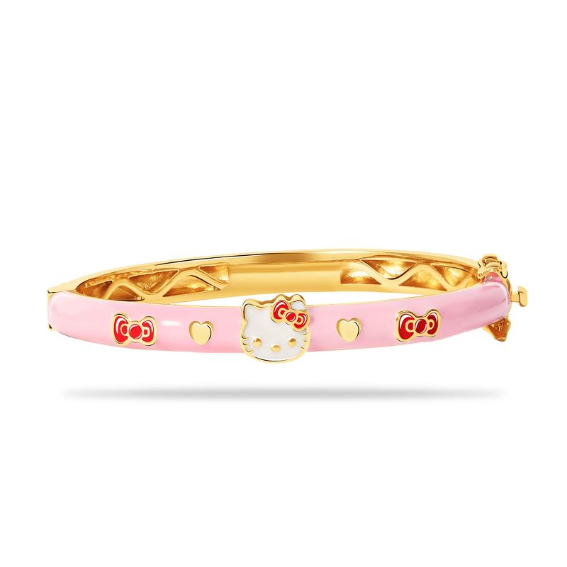 Sanrio Hello Kitty Pink and Yellow Gold Bow Bangle Bracelet, Authentic Officially Licensed , 1 of 6