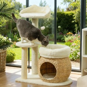 BABYYER Flower Cat Tree, Multi-Level Cat Tower with Sisal Scratching Posts, Cat Condo and Toy Ball, Activity Center for Indoor Cats - 1 of 4