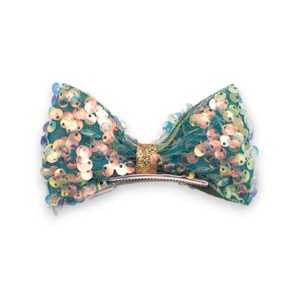 Summer Crystal - Large Sequin Top Bow Hair Clip - 1 Pack - 1 of 4