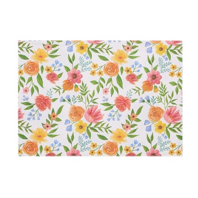 Spring Floral Bunny Cotton Rectangle Placemat in Multicolor