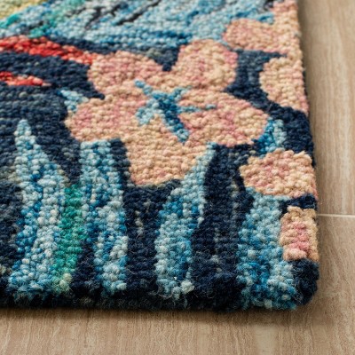 Handmade Aspen Geometric Blue Wool Area Rug - 5' x 8'