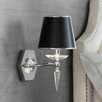 Manhattan Hexagonal Black and Chrome Crystal Wall Sconce