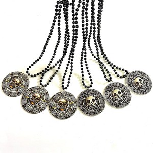 12 Pcs Pirate Coin Necklace Set - Skull Bead Party Favors for Halloween & Pirate Day - 1 of 4