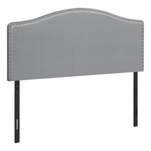 Monarch Specialties Bed Headboard Only Queen Size Bedroom Upholstered Pu Leather Look Grey Transitional - 1 of 4
