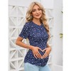 Coolmee Women Summer Maternity Shirts Puff Short Sleeve Floral Print Round Neck Tunic Top Casual Pregnancy Clothes - 4 of 4
