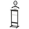 Kings Brand Furniture - Wardrobe Wood Suit Valet Stand, Clothes Trouser Bar Rack, Tie, Belt Hanger and Shoe Rack, Black/Chrome - 3 of 4