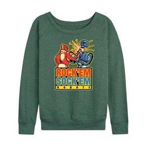 Women's - Rock 'Em Sock 'Em Robots - Rock Em Sock Robots Lightweight French Terry Wide Neck Long Sleeve Graphic Shirt - 1 of 4