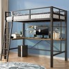 Bellemave Twin Metal Loft Bed with L-Shaped Desk, Charging Station Loft Bed Frame Twin Size, Safety Guard & Ladder, No Box Spring Needed, Black - 3 of 4