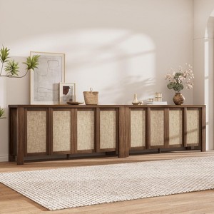 Brafabhome 63" Wide Sideboard with Solid Wood Handles, 4 Doors Buffet Cabinet with Storage Shelf for Living Room, Dining Room, Entryway - 1 of 4