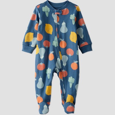 Image of Baby Organic Cotton Veggie Sleep N' Play - little planet by carter's Blue 6M