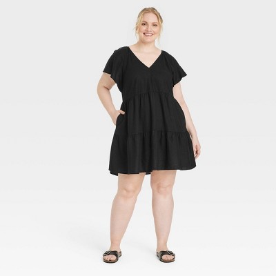 Women's Flutter Short Sleeve Woven Mini Skater Dress - Universal Thread™