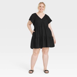 Women's Flutter Short Sleeve Woven Mini Skater Dress - Universal Thread™ - 1 of 3