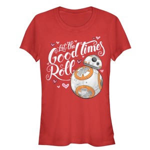 Juniors Womens Star Wars The Force Awakens Valentine BB-8 Good Times Roll T-Shirt - 1 of 3