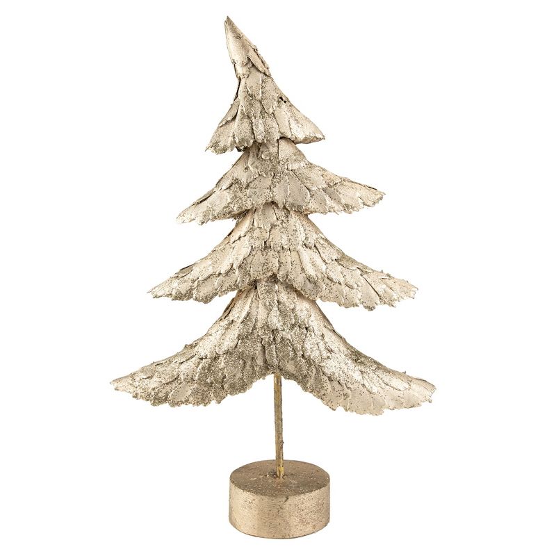 Northlight 18" Layered Bronze Tree with Wood Base Christmas Decoration, 1 of 5