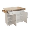 DOMETOUR 44 Inch Kitchen Island Cart with Solid Wood Top, Wine Storage, Rolling Kitchen Island Table with Wheels - 4 of 4