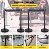 VEVOR Crowd Control Stanchion, Set of 4 Pieces Stanchion Set, Stanchion Set with 6.6 ft/2 m Black Retractable Belt, Black Crowd Control Barrier,Black - 3 of 4