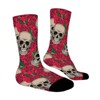 Skull Flowers Women Printed Crew Socks Funny Funky Socks Soft Polyester Novelty Gifts for Artists Men - 3 of 4