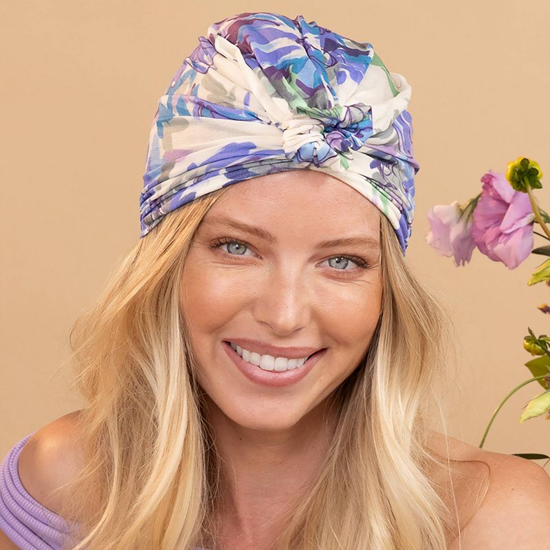 sc&#252;nci be-&#252;-tiful Knit Floral Turban Headwrap With Knot - Blue/Purple/Cream, 3 of 6