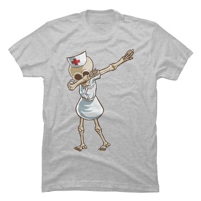 Men's Design By Humans Halloween Dabbing Funny Skeleton Nurse RN Costume Gift By COVI T-Shirt