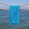 2pc Summer Fun Pestemal Beach Towel Turquoise - Linum Home Textiles: Lightweight, Quick-Dry Swim Towel for All Ages - 4 of 4