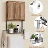 Wall Cabinet with 2 Door and Adjustable Shelves, Farmhouse Style Over Toilet Bathroom Laundry Room Storage in Rustic Brown - 4 of 4