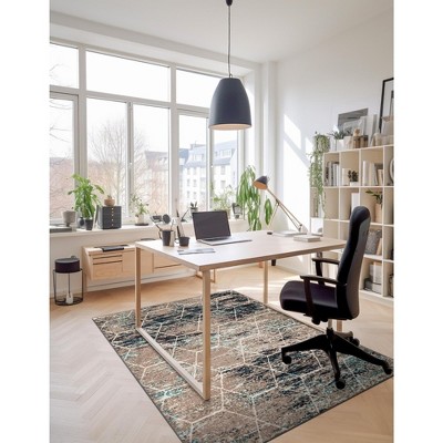 Blue Multi Rectangular 8' x 10' Synthetic Trellis Area Rug
