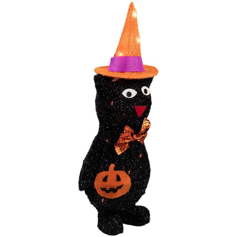 Northlight 24" Lighted Black Cat in Witch's Hat Outdoor Halloween Decoration, 5 of 7