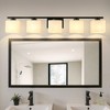 DORESshop 40 in. 5-Light Matte Black Modern Square Vanity Light with Milk White Shades, KD Wall Lamp for Bathroom, Living Room - 3 of 4