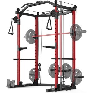 Acekool Multi-Functional Power Cage with Pulley System, 2000LB Capacity, Full Body Squat Rack, Home Gym - 1 of 4