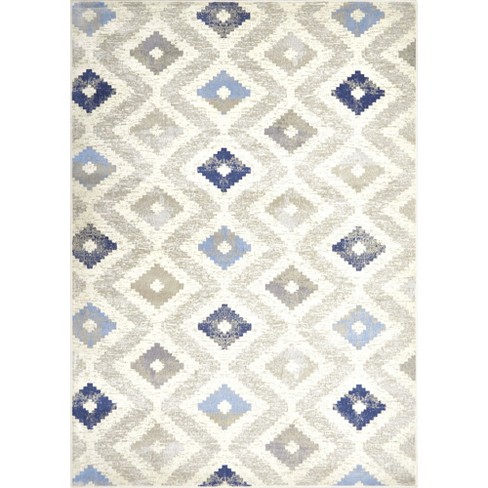 Home Dynamix Melrose Maritza Bohemian Zigzag Diamond Area Rug, Ivory ...