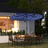 Outsunny 9.7' Double-sided Patio Umbrella with LED Solar Light, Tilt and Crank, Outdoor Umbrella, Navy Blue - 3 of 4