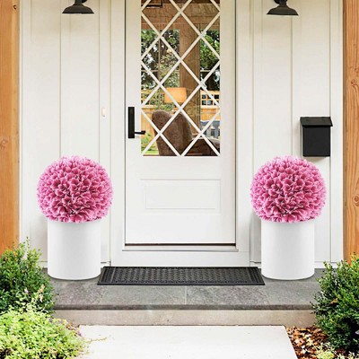 11" Pink Faux Boxwood Topiary Balls with Sun-Protective PE Material