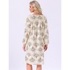 INSPIRE CHIC Womens Nightgown Floral Long Sleeve Pleated Raglan Sleeve Elastic Cuff Midi with Pocket Sleepwear Nightdress - 4 of 4