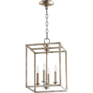 Quorum Lighting Cuboid 4 - Light Chandelier in  Aged Silver Leaf - 1 of 1